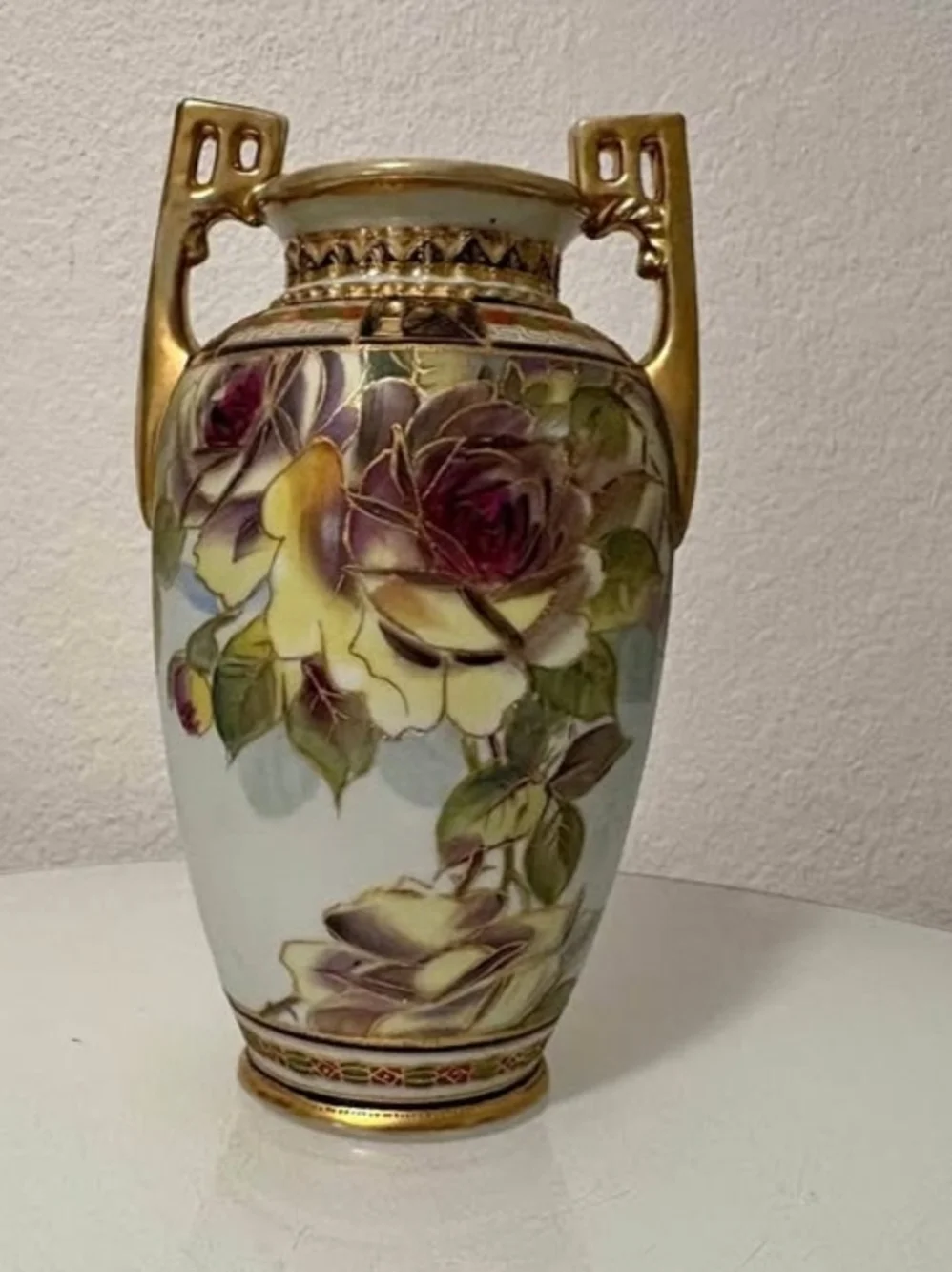 Vintage Nippon Floral Porcelain Vase Hand-Painted